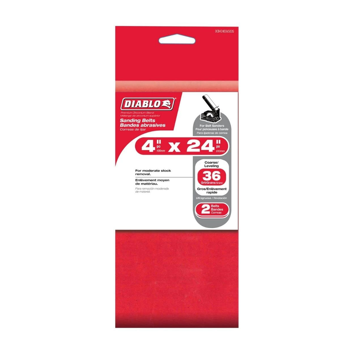 4" x 24" 36-Grit Zirconium Sanding Belt 2-Pack M20251