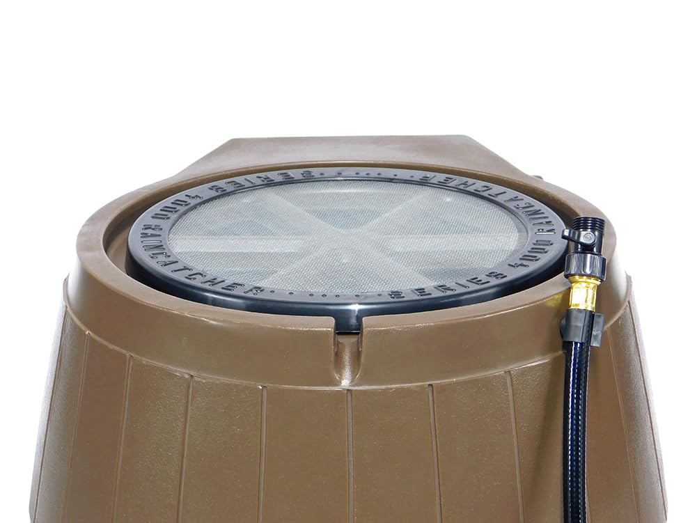 Brown 50 Gallon Flat-Back Rain Barrel with Spigots B840