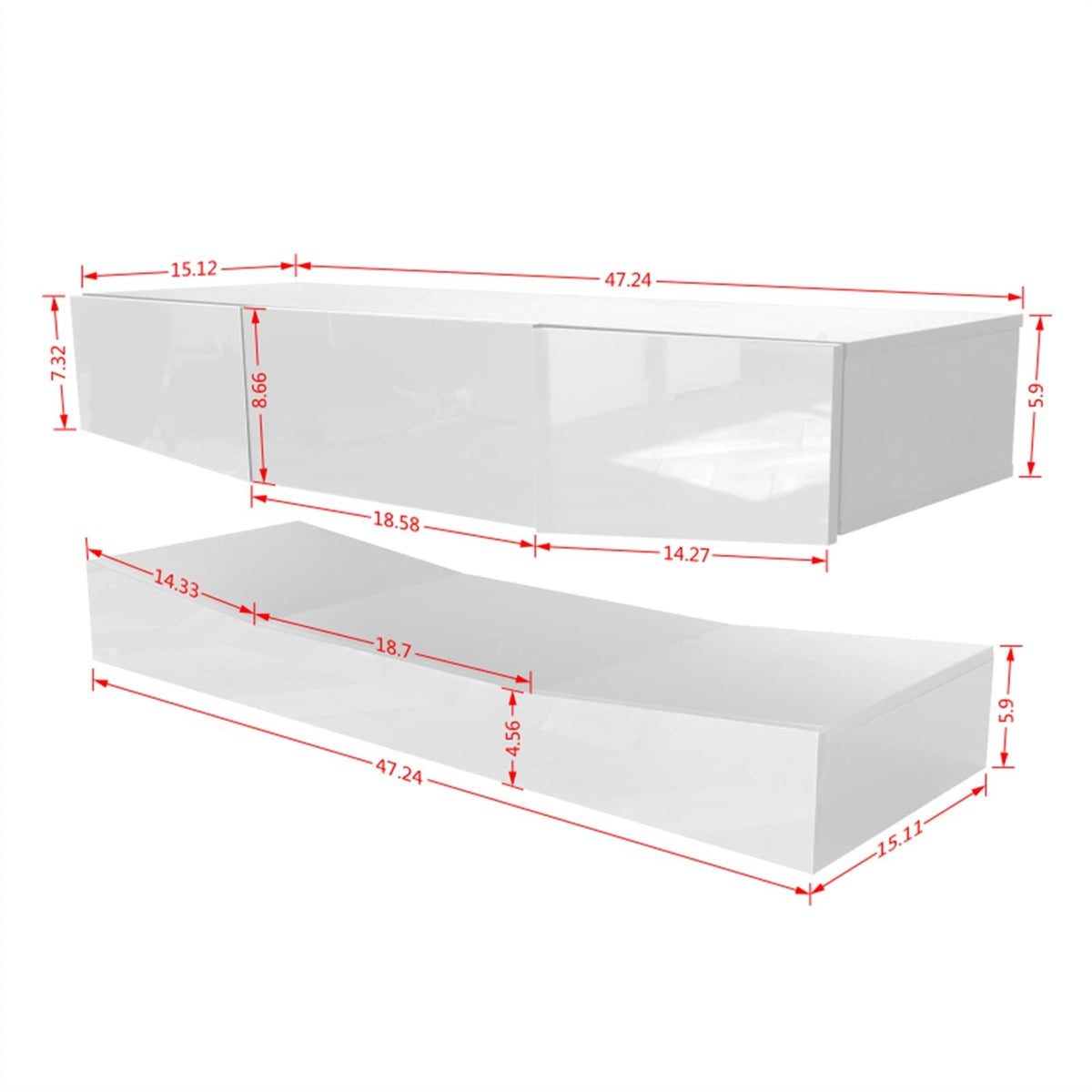 Black Floating TV Stand with 3 Drawers Q77356