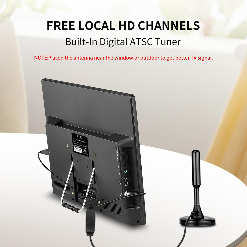 14 Inch Portable TV with Rechargeable Battery, ATSC Tuner, USB/HDMI/AV, 12 Volt V86452