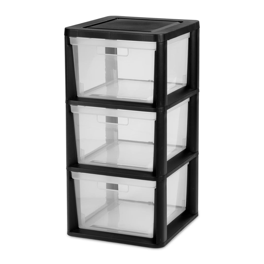 Black 3-Drawer Plastic Storage Tower B7154