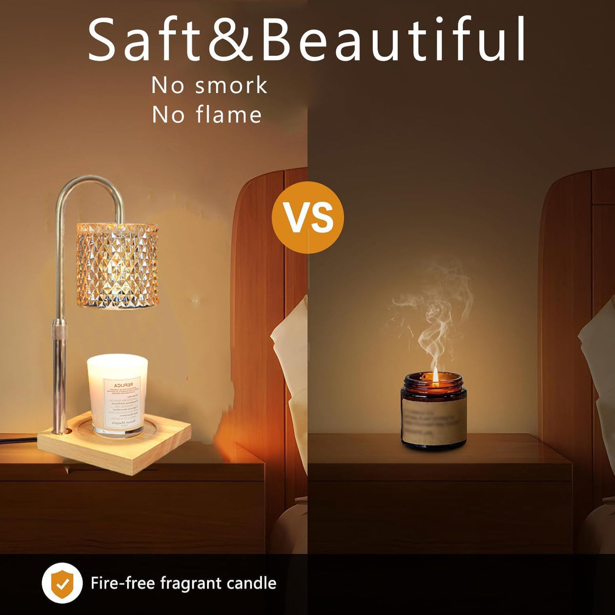 Flameless Candle Warmer Lamp with Timer, Dimmer, and Adjustable Height V3309