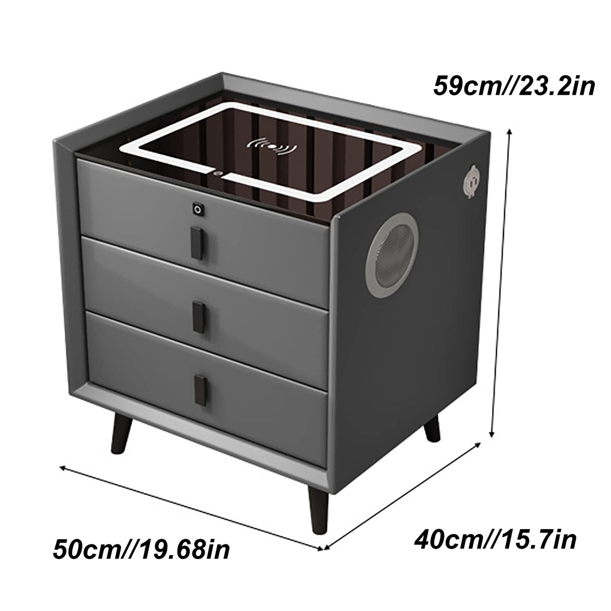 Pink 3 Drawer Nightstand with Wireless Charging Station R256