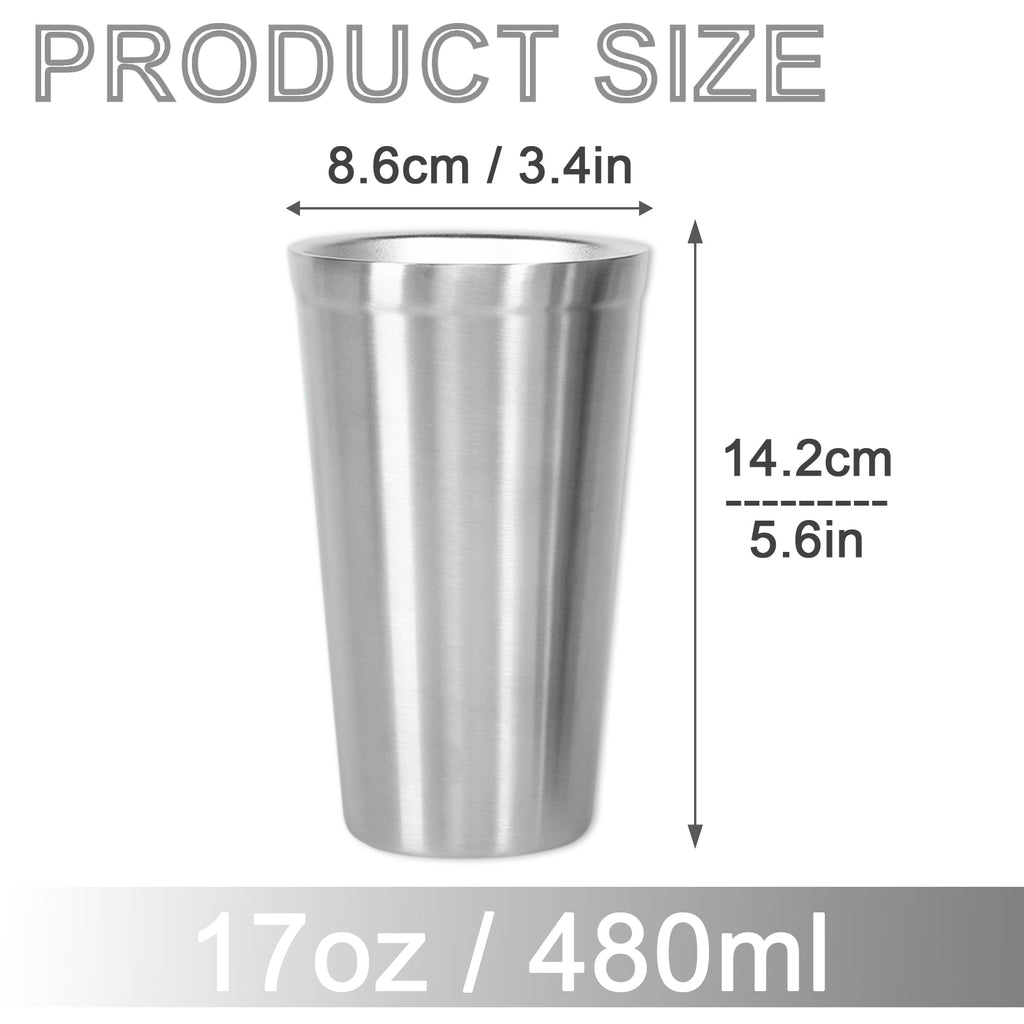 Stainless Steel Double Walled Insulated Cups Set of 2 Stackable 16oz I465