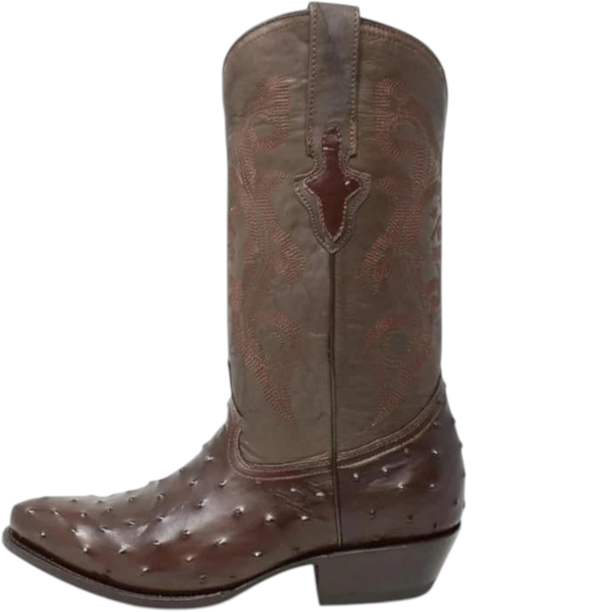 White Ostrich Print Leather Western Cowboy Boots I272376