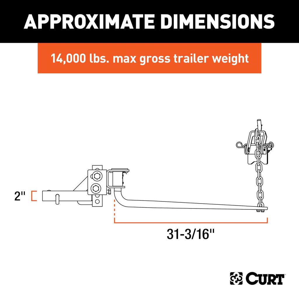Round Bar Weight Distribution Hitch 14,000 lbs. 2-Inch Shank G84756