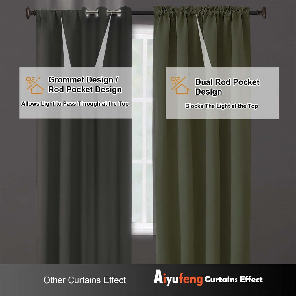 Sage Green 72 Inch Blackout Curtains 2 Panels Set I10555