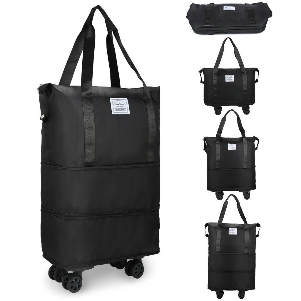 Expandable Rolling Duffle Bag with Wheels, 18L to 30L, Black A62084