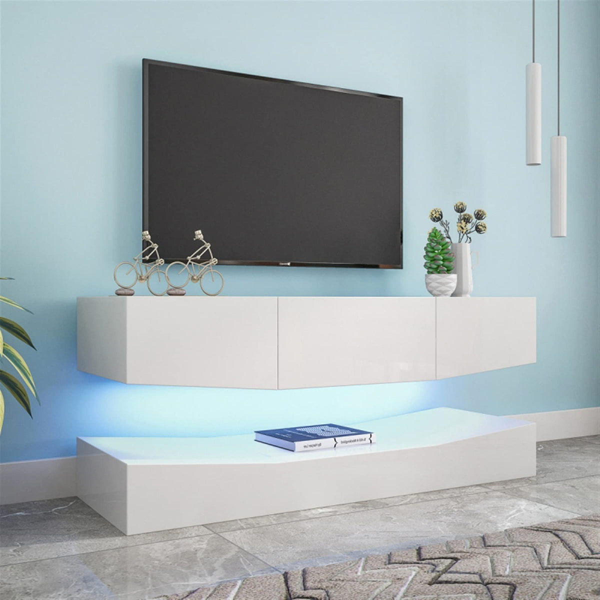 Black Floating TV Stand with 3 Drawers Q77356