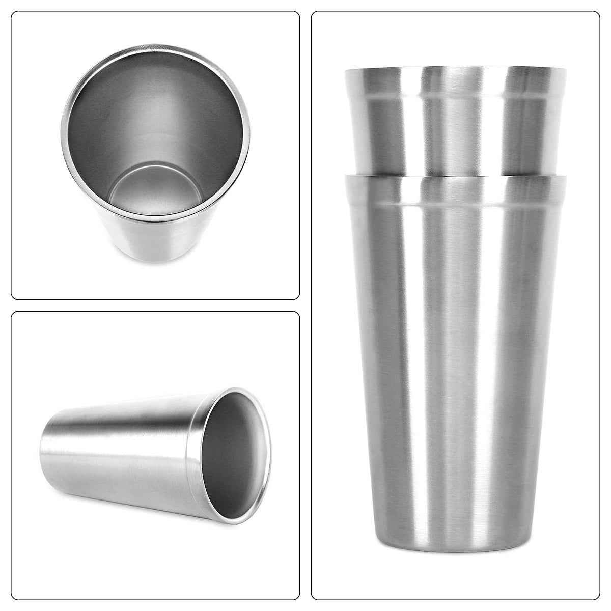 Stainless Steel Double Walled Insulated Cups Set of 2 Stackable 16oz I465
