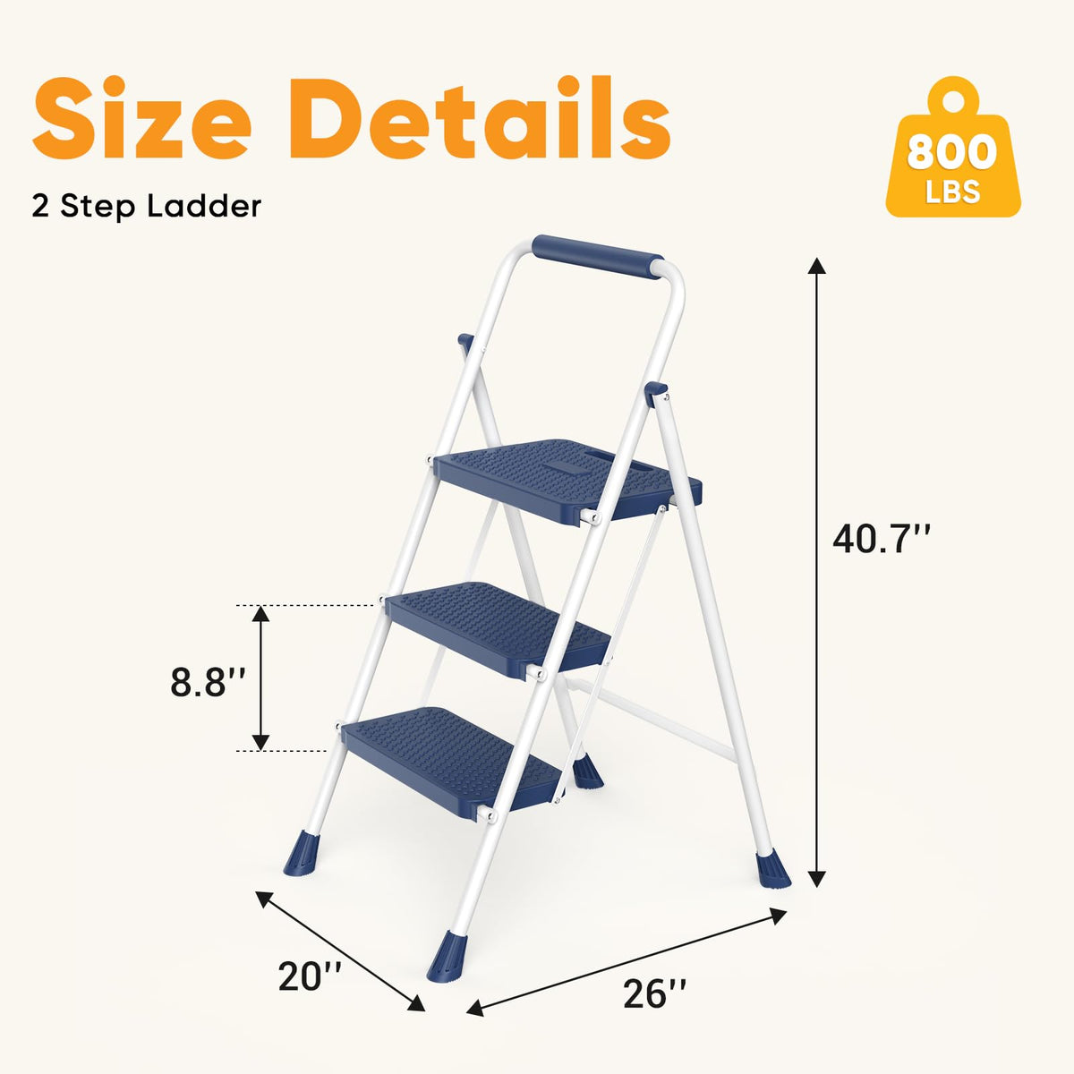 3 Step Folding Step Stool with Safety Lock J595582