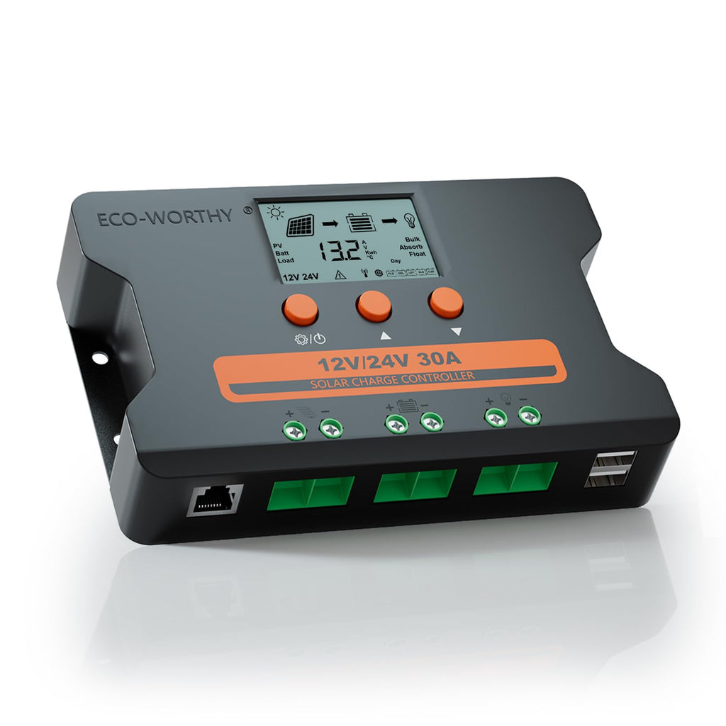 30A Solar Charge Controller Dual USB Port Auto 12V/24V PWM N4451