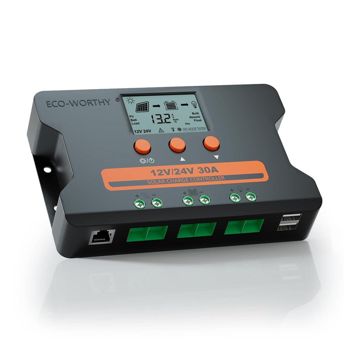 30A Solar Charge Controller Dual USB Port Auto 12V/24V PWM N4451