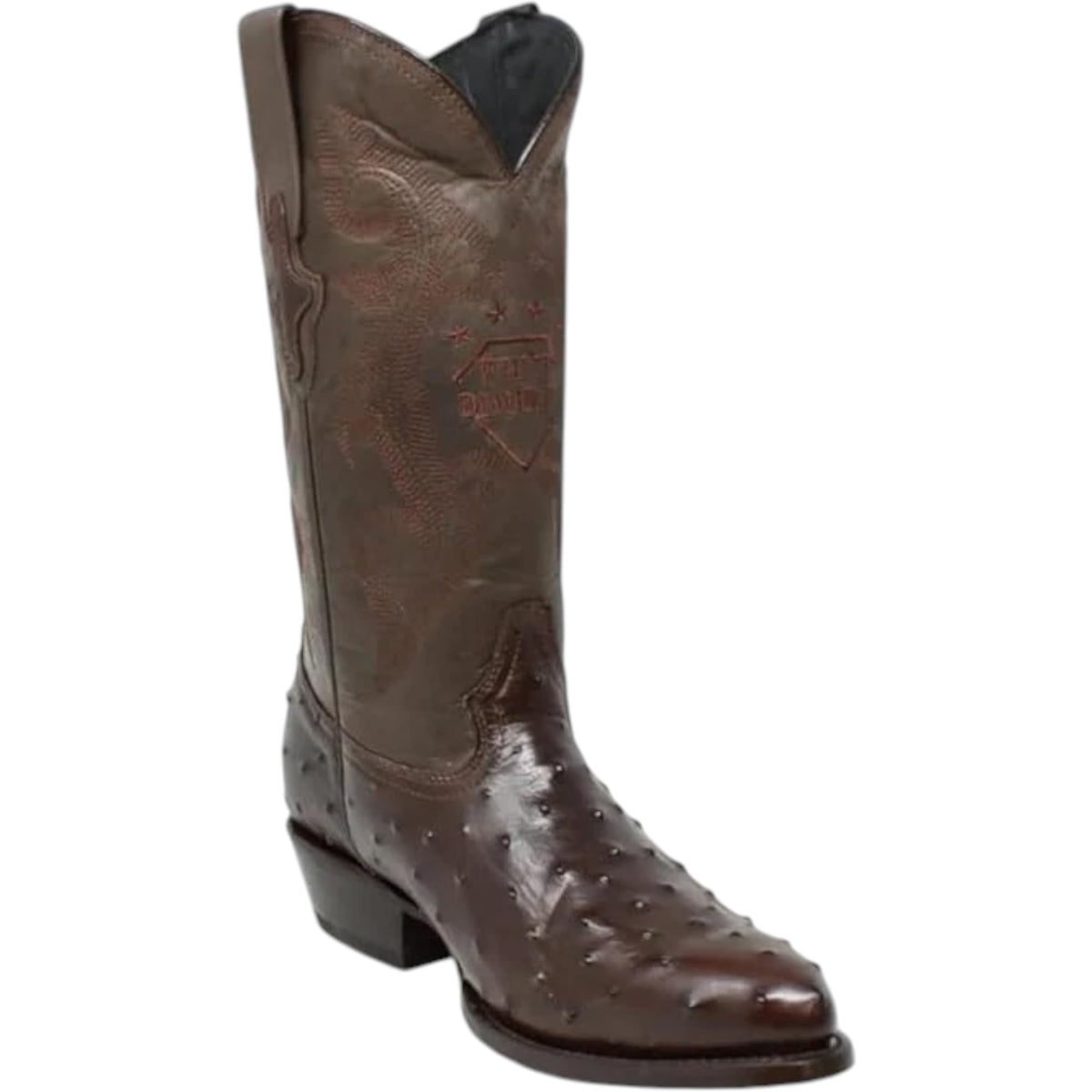 White Ostrich Print Leather Western Cowboy Boots I272376