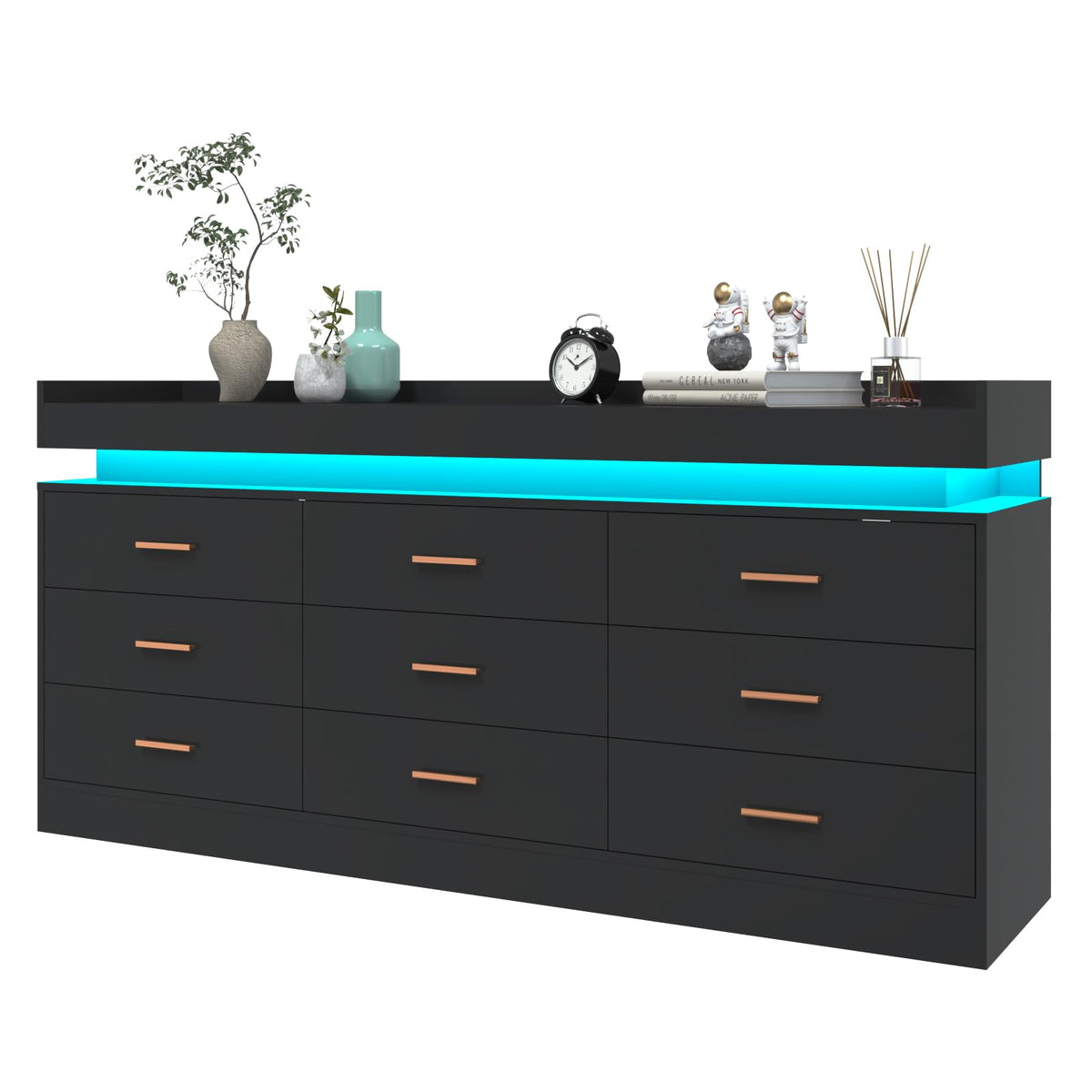9 Drawer Dresser with LED Light and Charging Station H78076