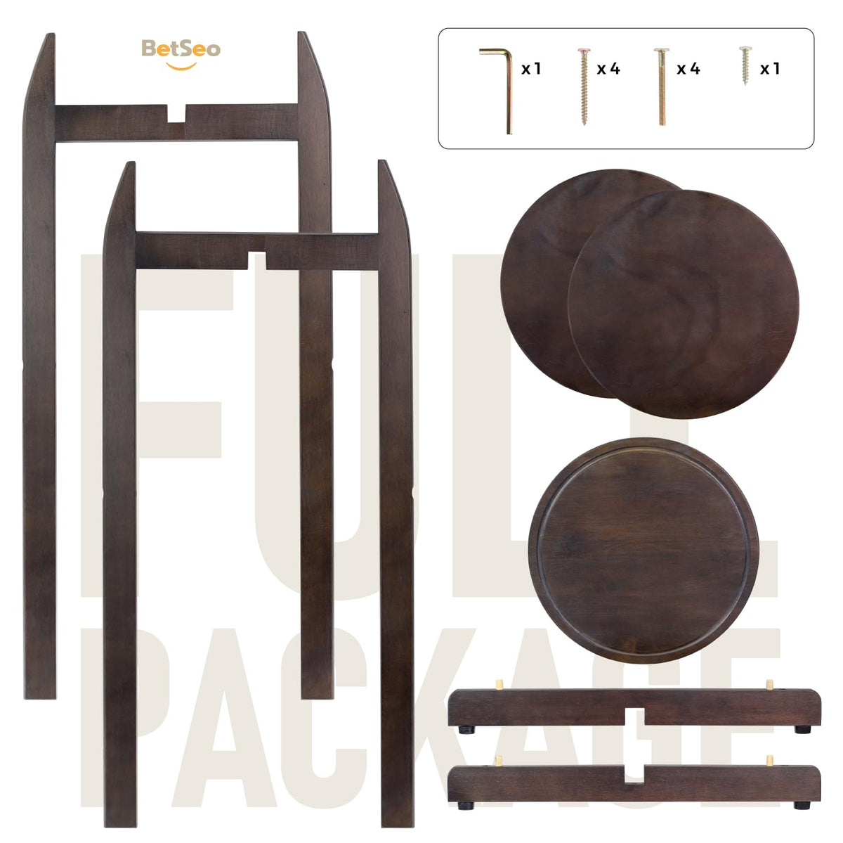 Solid Wood Water Dispenser Floor Stand with 3 Round Shelfs J484
