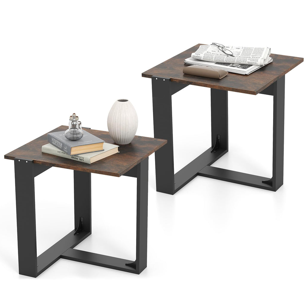 Set of 2 Square Wood Side Tables C7700