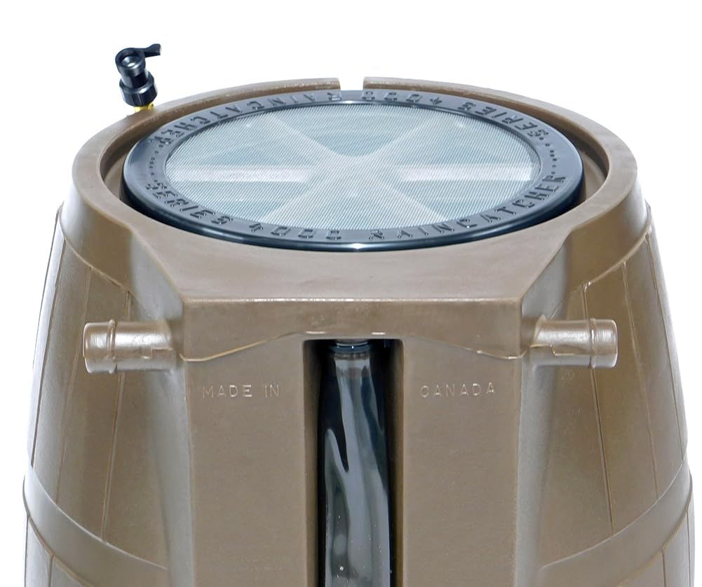 Brown 50 Gallon Flat-Back Rain Barrel with Spigots B840