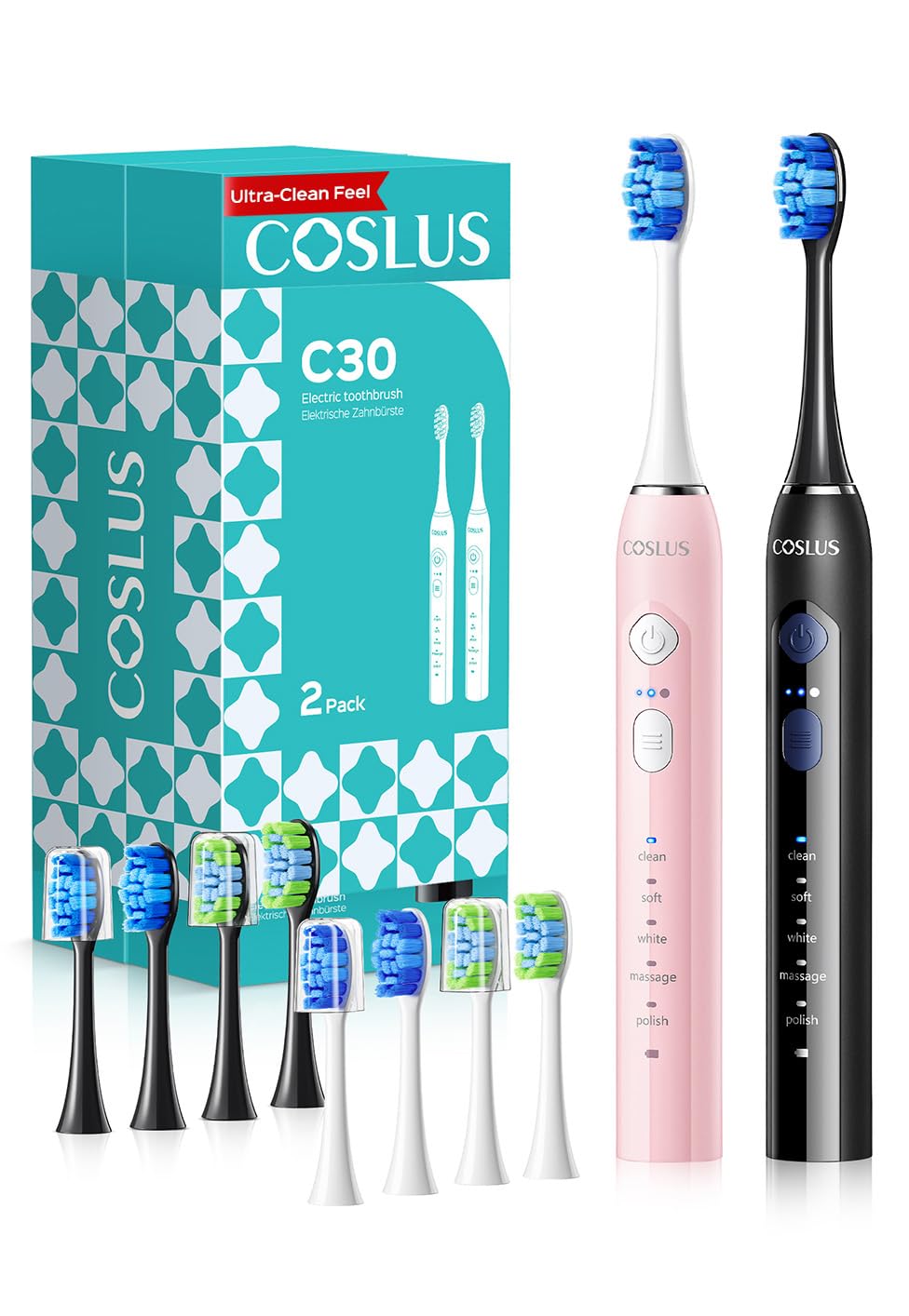 Electric Toothbrush 2PCS Black Pink I679817
