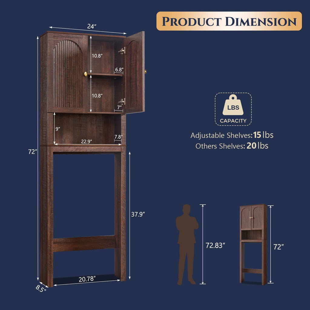 72" Over The Toilet Wooden Bathroom Storage Cabinet Q3708