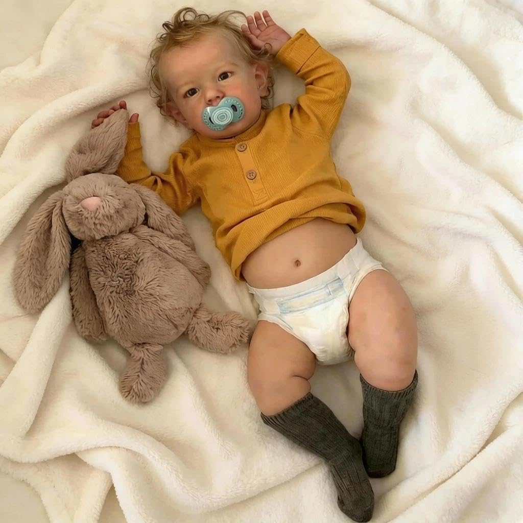 22" Realistic Baby Doll Boy Blonde Hair P648570
