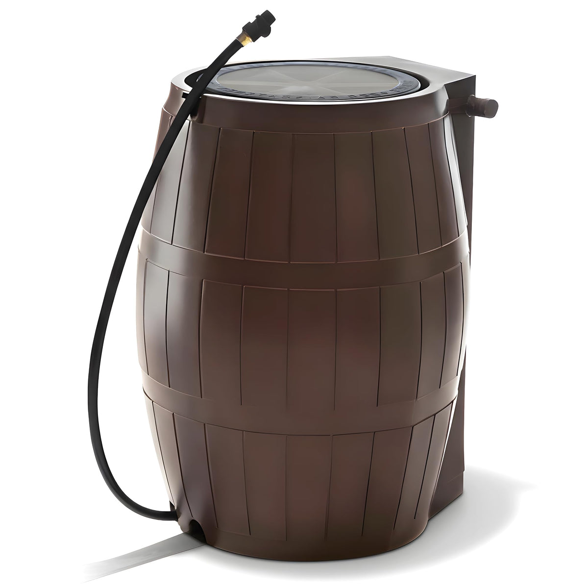 Brown 50 Gallon Flat-Back Rain Barrel with Spigots B840