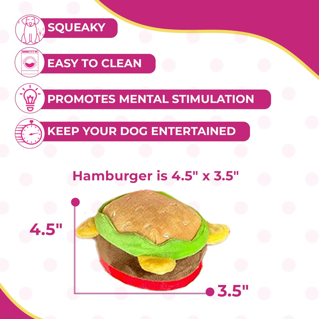 Hamburger Dog Toy with Squeaker Q679