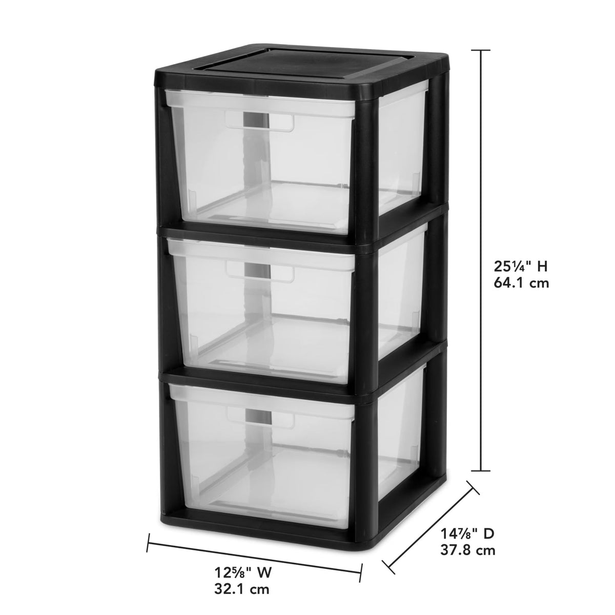 Black 3-Drawer Plastic Storage Tower B7154