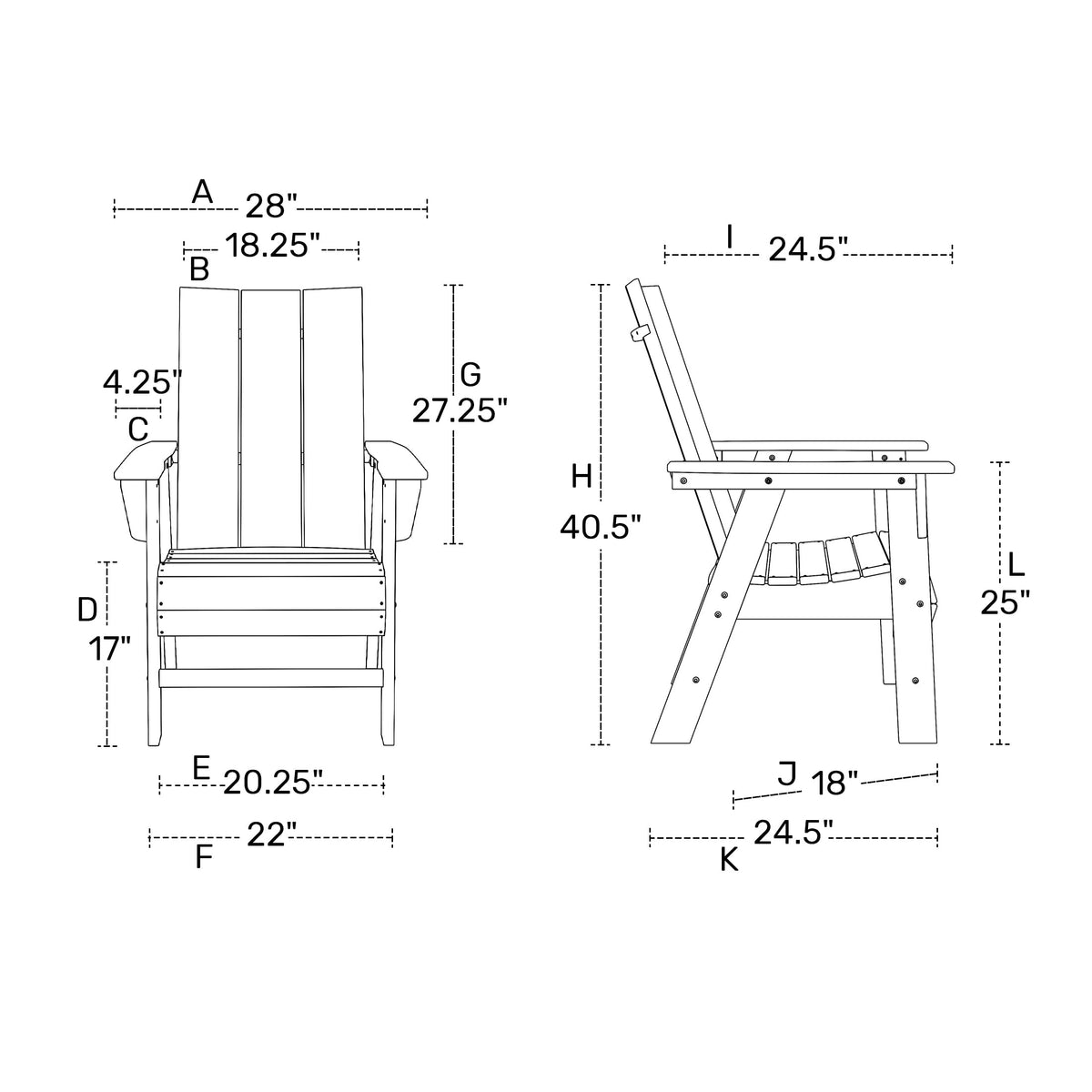 HDPE Adirondack Dining Chair Navy Blue V705047