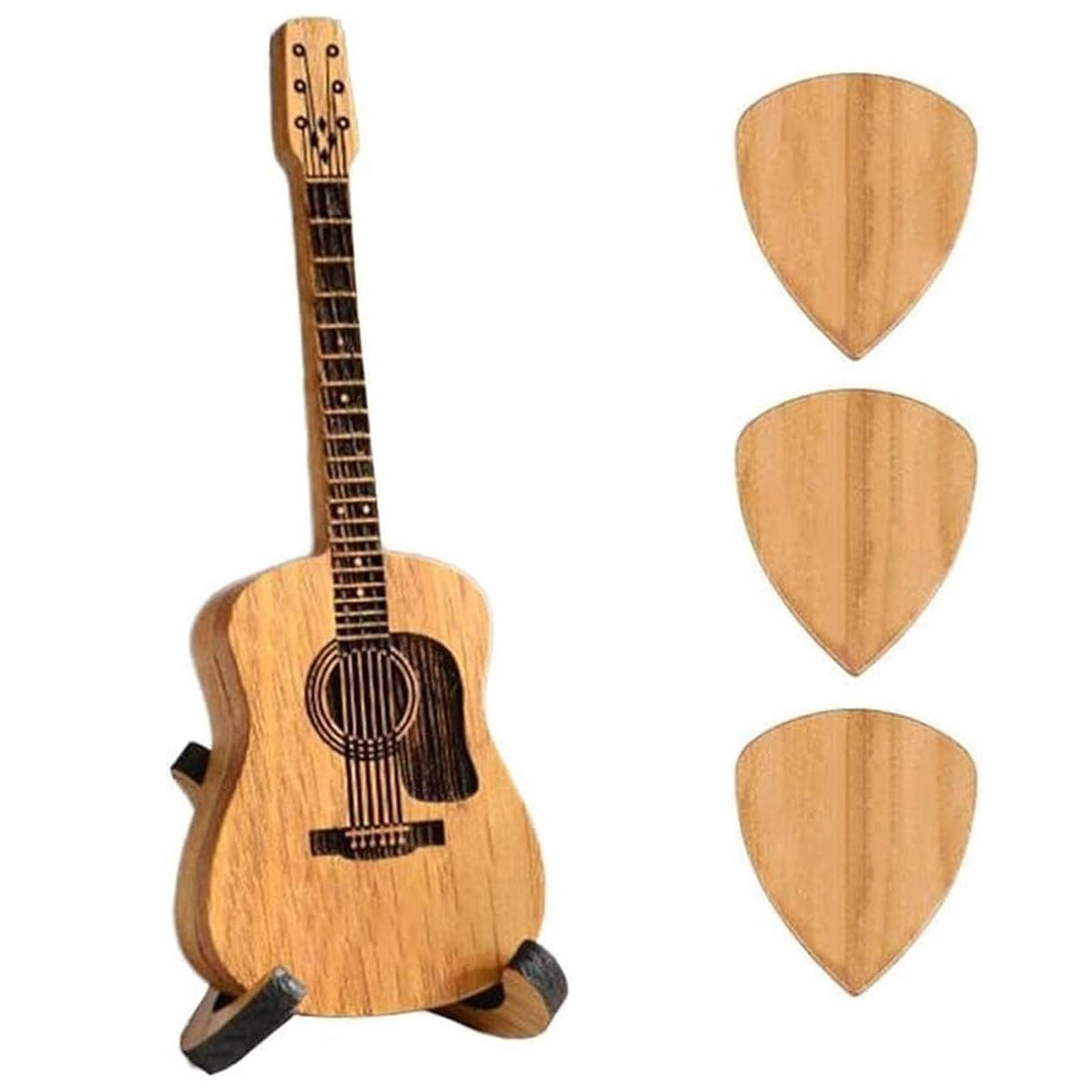 Wooden Guitar Pick Box with Stand 3PCS I79122