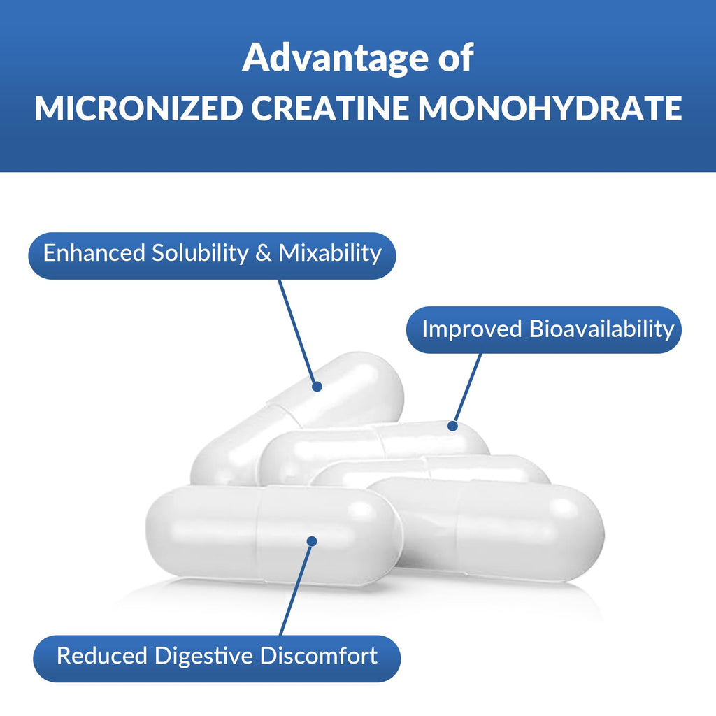 5000mg Micronized Creatine Monohydrate Capsules with Vitamin B12, Vegan, Gluten Free, 150 Count M147