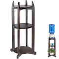 Solid Wood Water Dispenser Floor Stand with 3 Round Shelfs J484