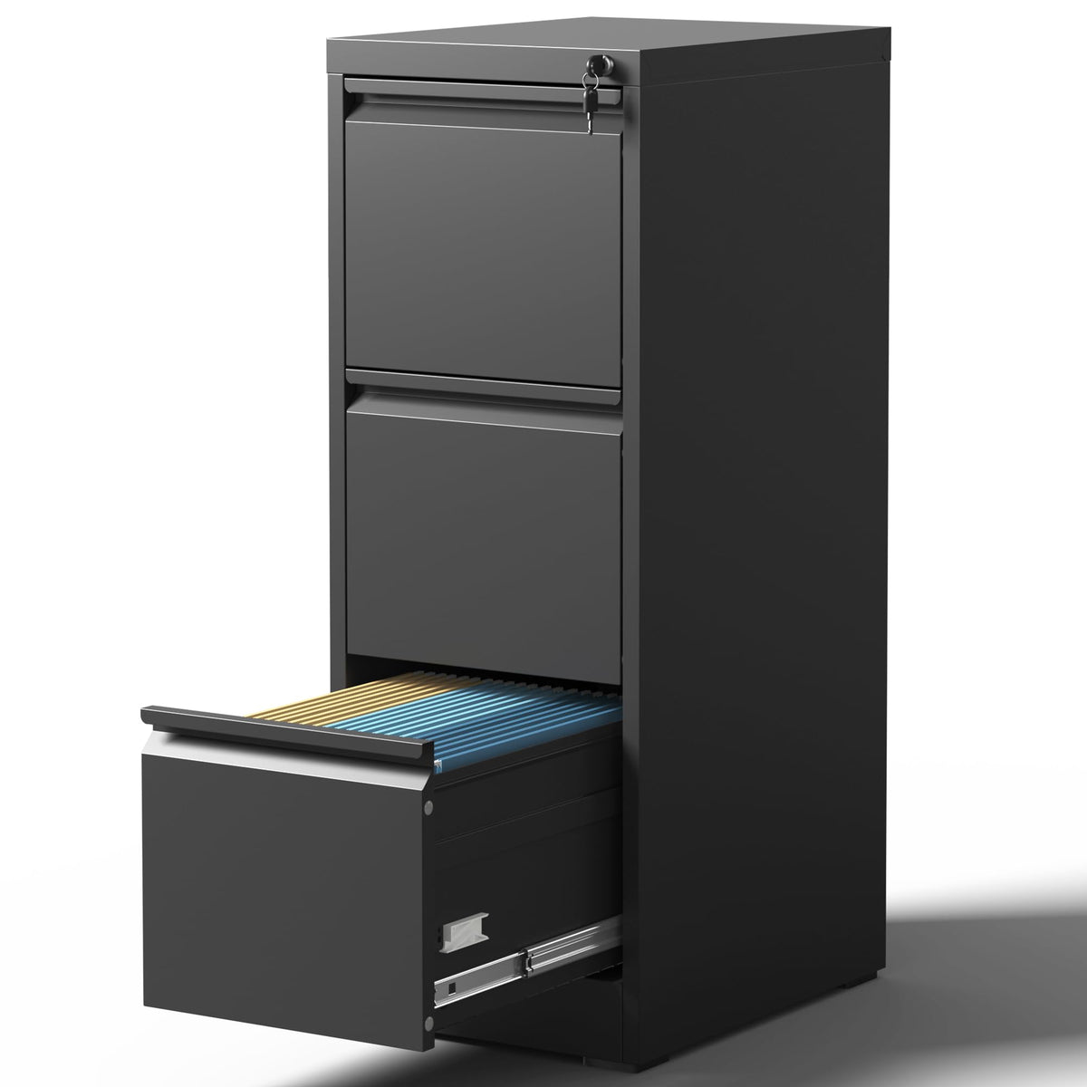 Black 3 Drawer Metal File Cabinet K657736