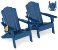Oversized Folding Adirondack Chairs Set of 2 Blue N5618