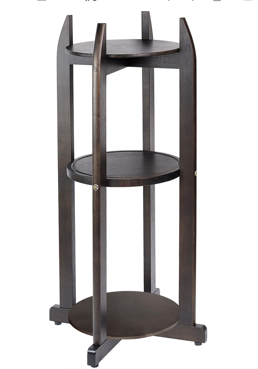 Solid Wood Water Dispenser Floor Stand with 3 Round Shelfs J484