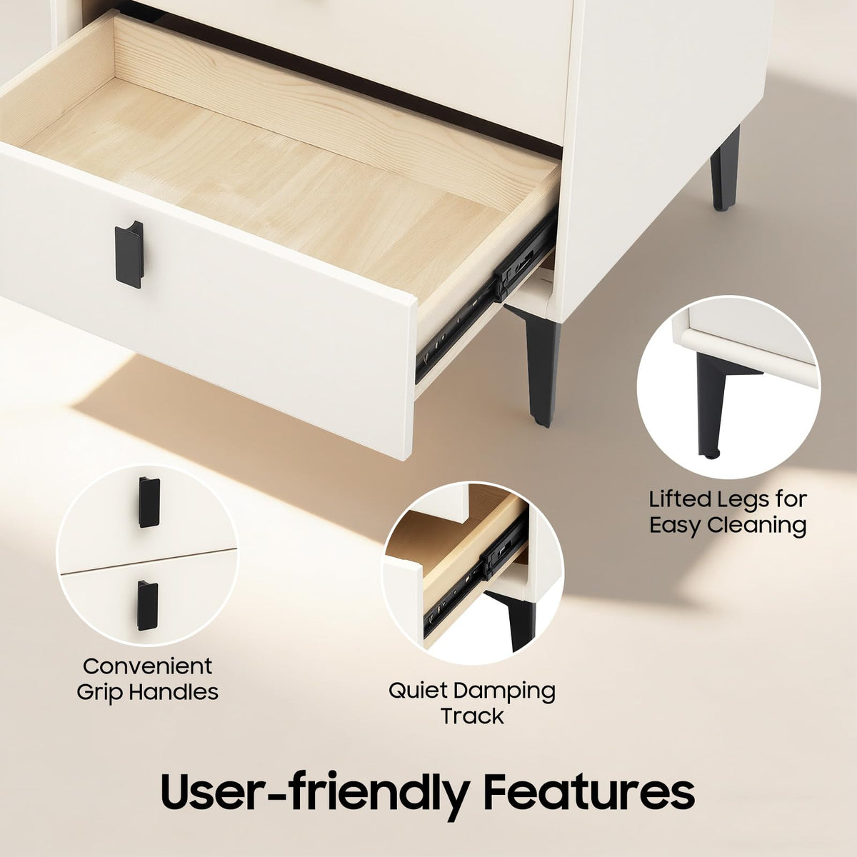 LED Nightstand with Charging Station and Drawers G156360