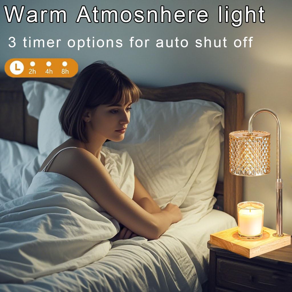 Flameless Candle Warmer Lamp with Timer, Dimmer, and Adjustable Height V3309