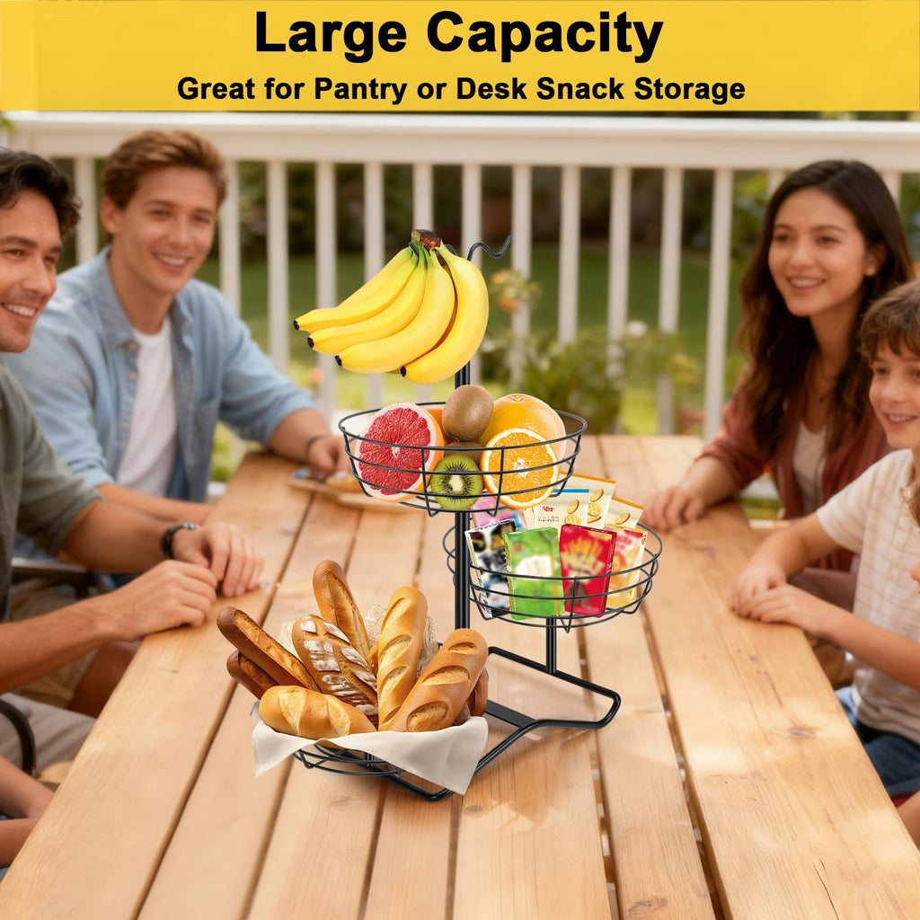 3 Tier Fruit Basket Bowl with 2 Banana Hooks P708114
