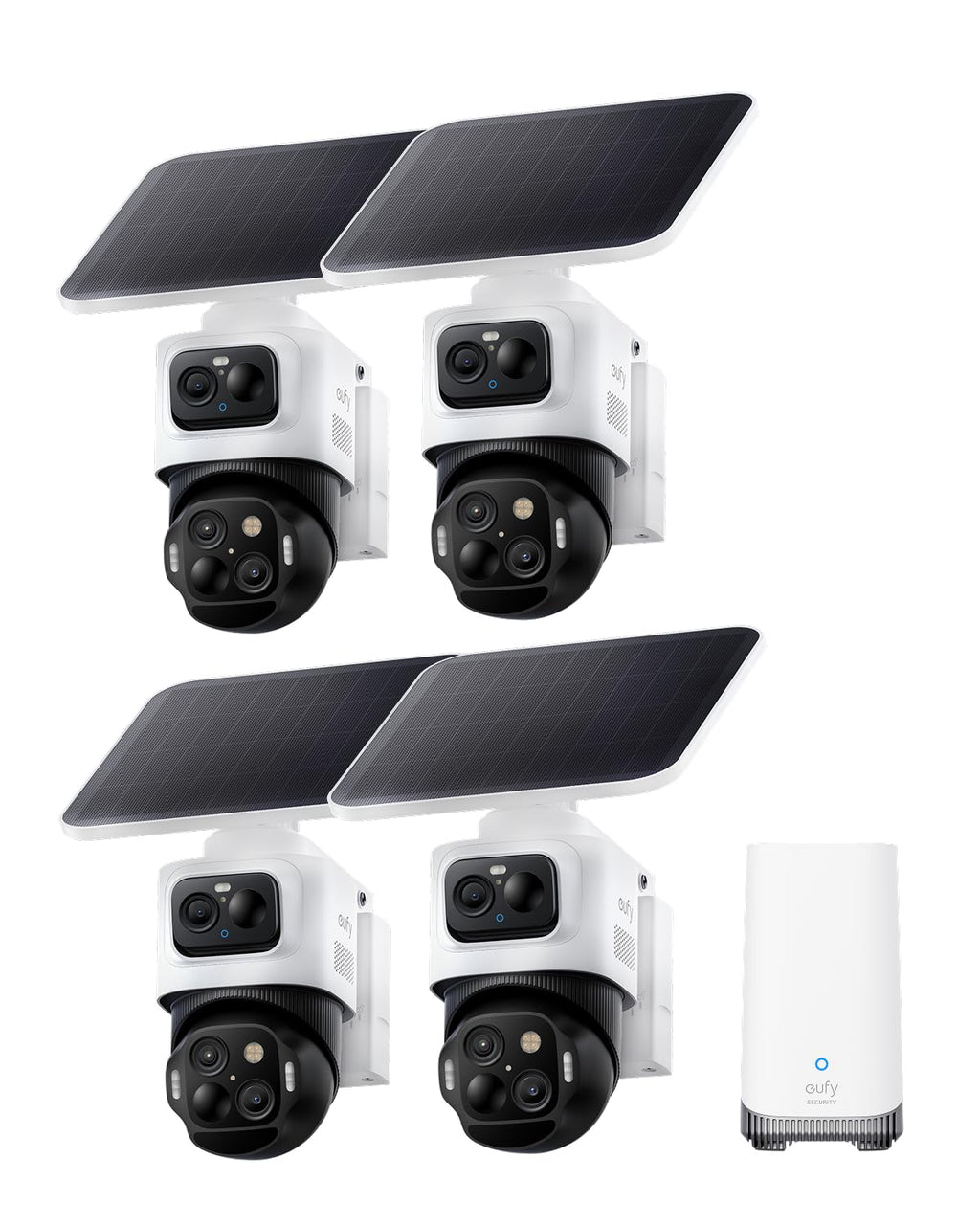 4K Solar 3-Lens PTZ Security Camera 4-Cam Kit C267