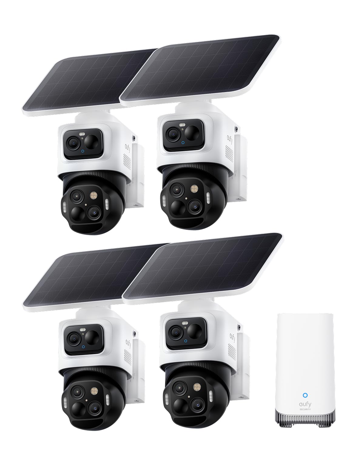 4K Solar 3-Lens PTZ Security Camera 4-Cam Kit C267