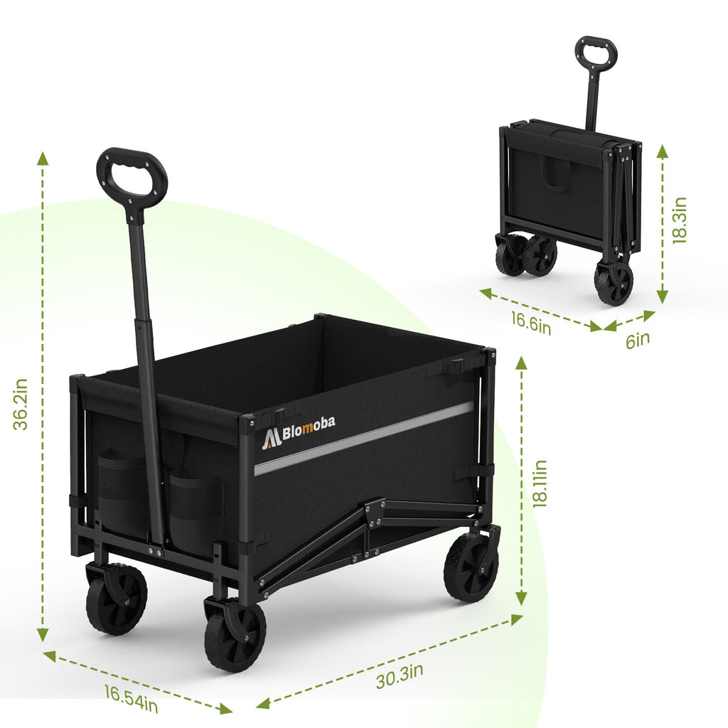 Collapsible Wagon Cart with Wheels, Black U43843