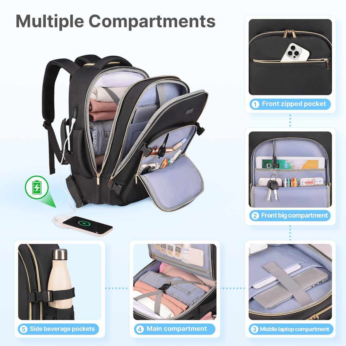 Rolling Backpack with Wheels Y4825