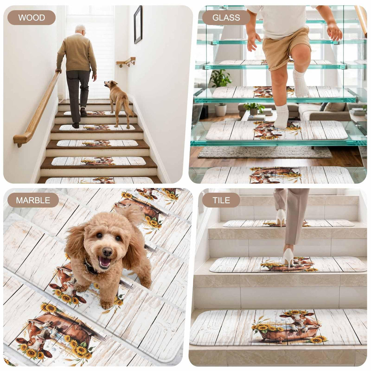 Indoor Non Slip Carpet Stair Treads 4 Pack C2828