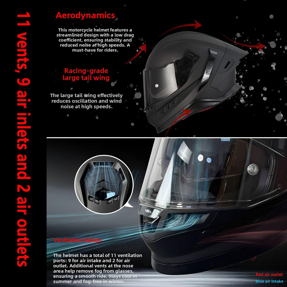 Full Face Motorcycle Helmet DOT Dual Sun Visor I8437