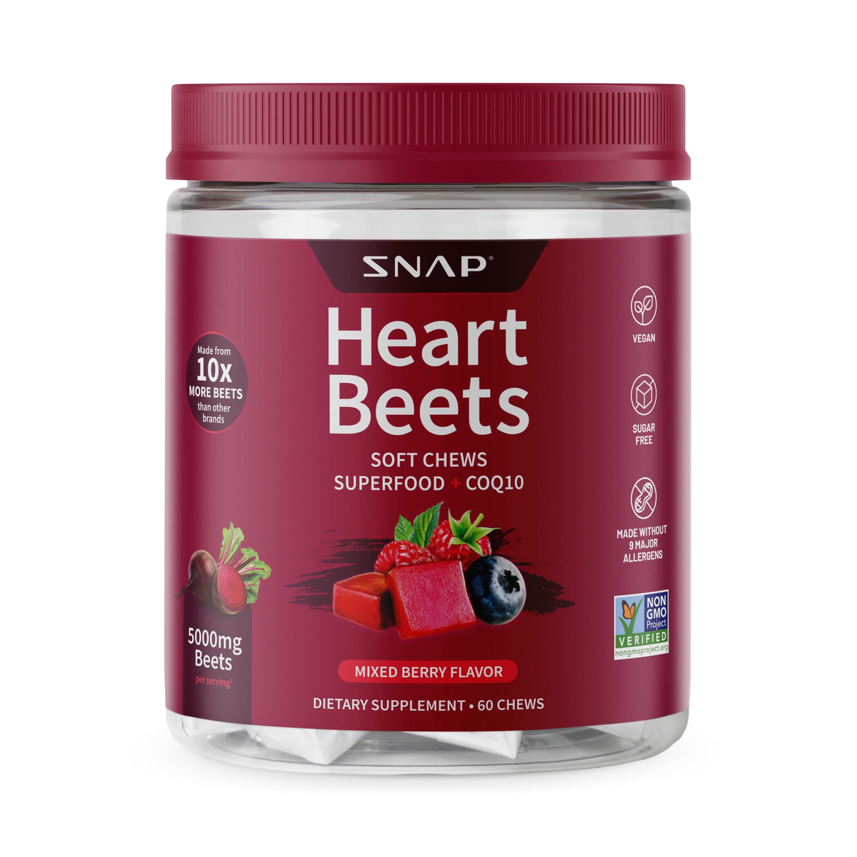 Beet Root Extract & CoQ10 Soft Chews, Mixed Berry, 60 Ct F6834