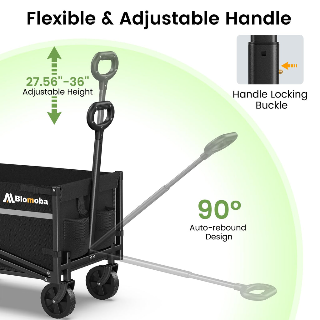 Collapsible Wagon Cart with Wheels, Black U43843