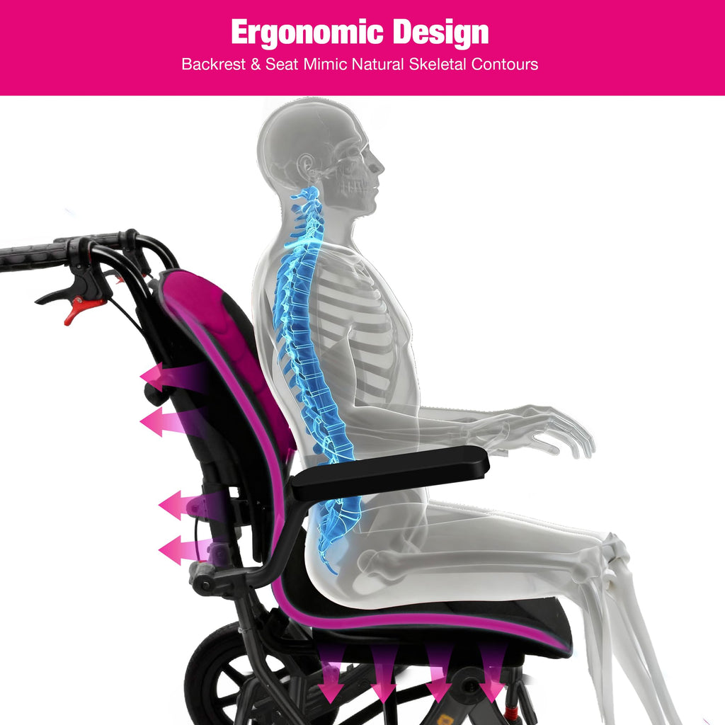 Lightweight Foldable Wheelchair with 12-inch Wheels and Removable Cushion W33595
