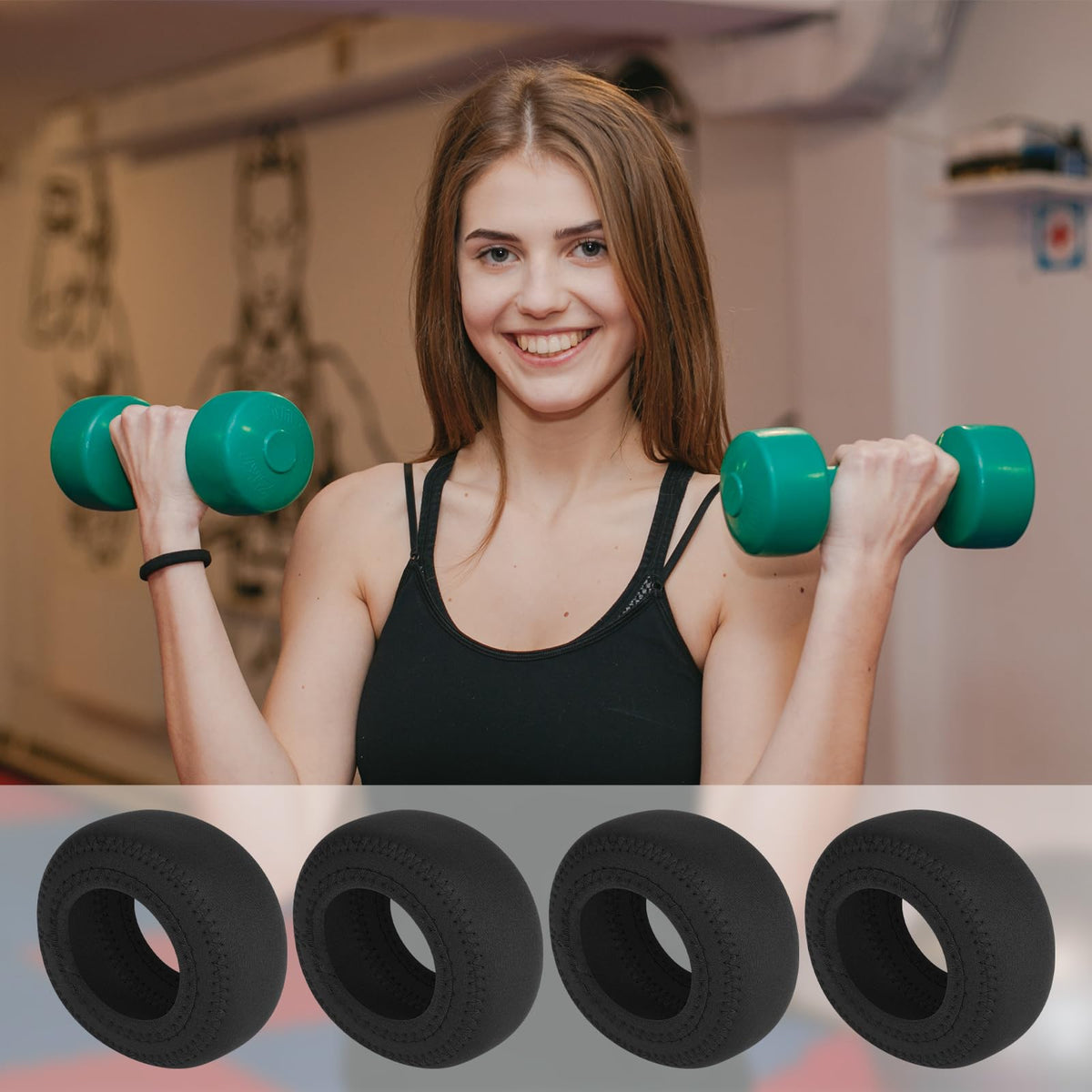 4 Pcs Neoprene Dumbbell Head Ends Protector Cover J1062