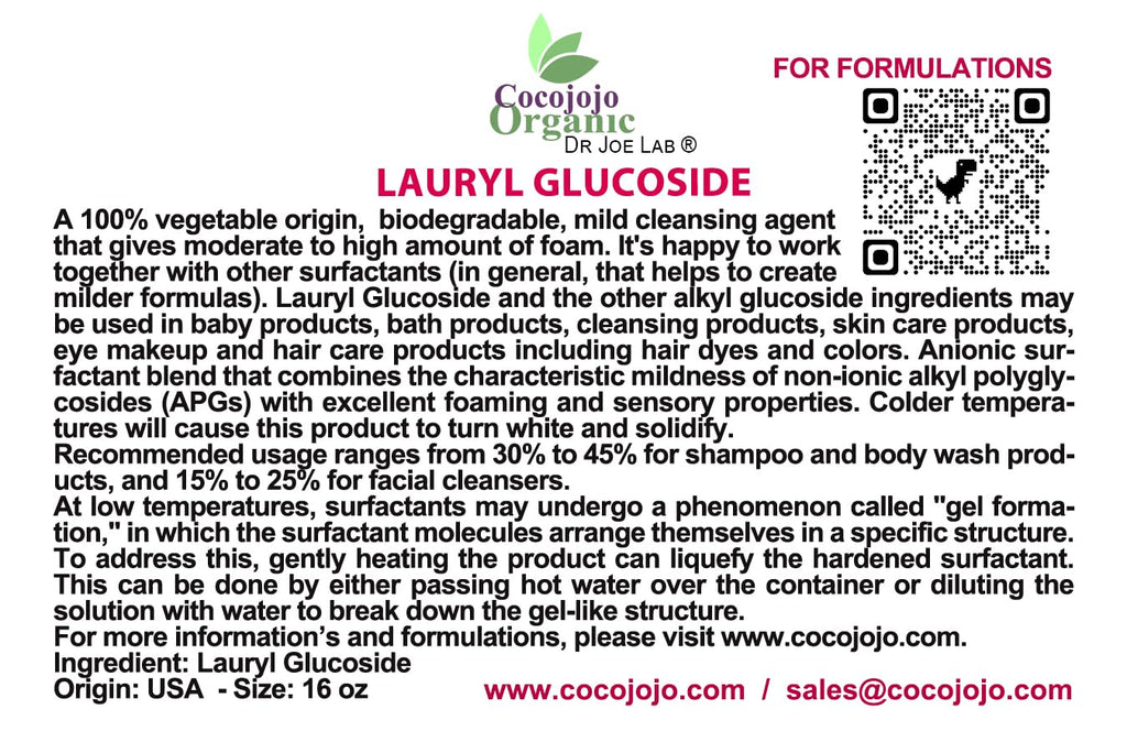 Lauryl Glucoside Natural Surfactant 16 Oz D1505