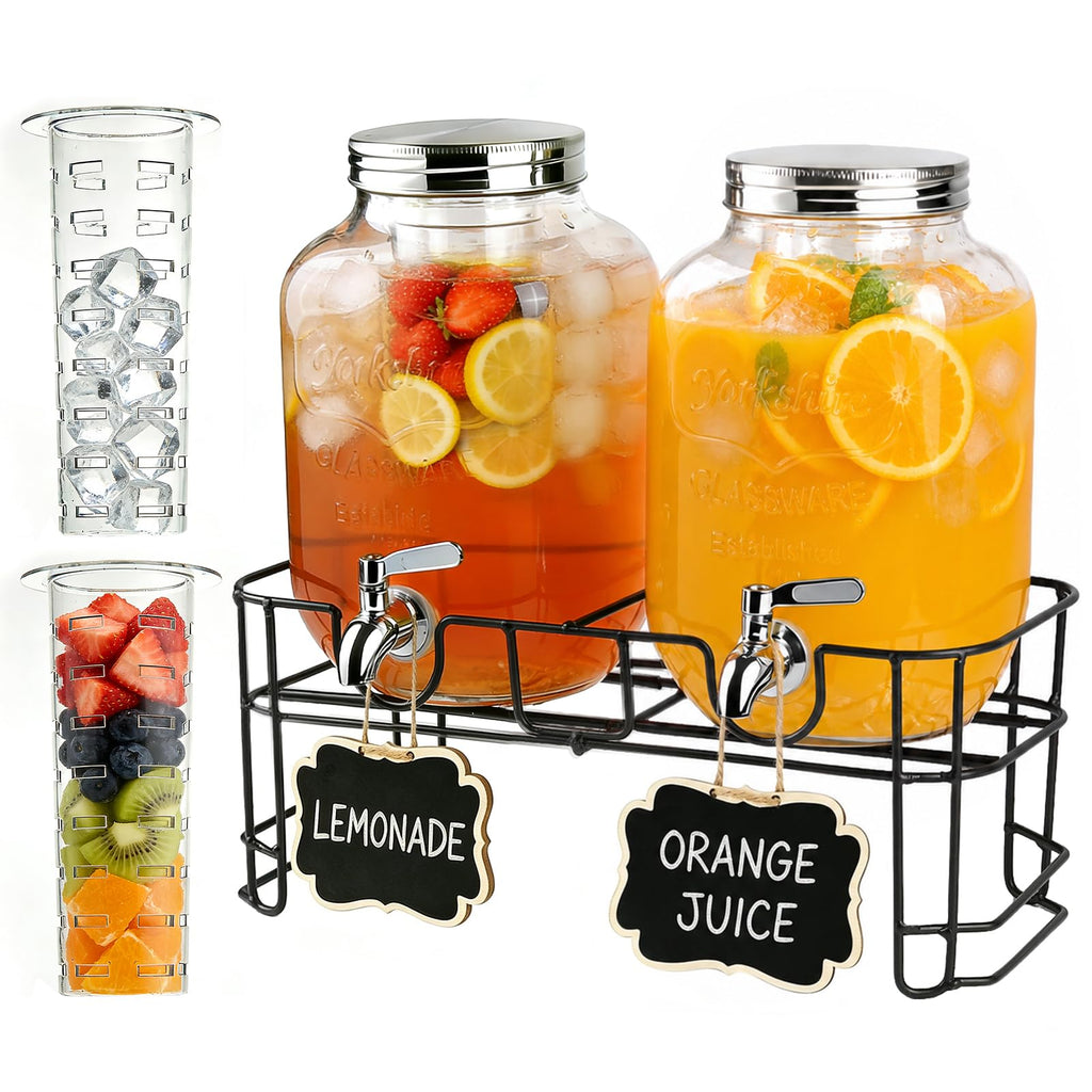 Glass Drink Dispenser with Stand Y58047